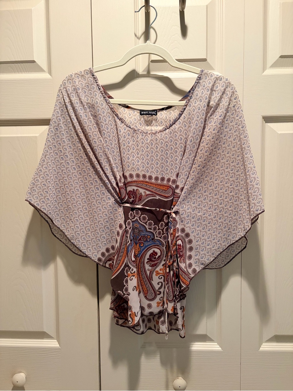 Wet Seal Paisley Boho Kimono Sleeve Blouse | Small